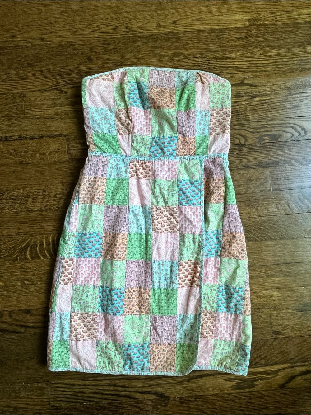 Pastel Patchwork Vineyard Vines Strapless Summer Mini Dress